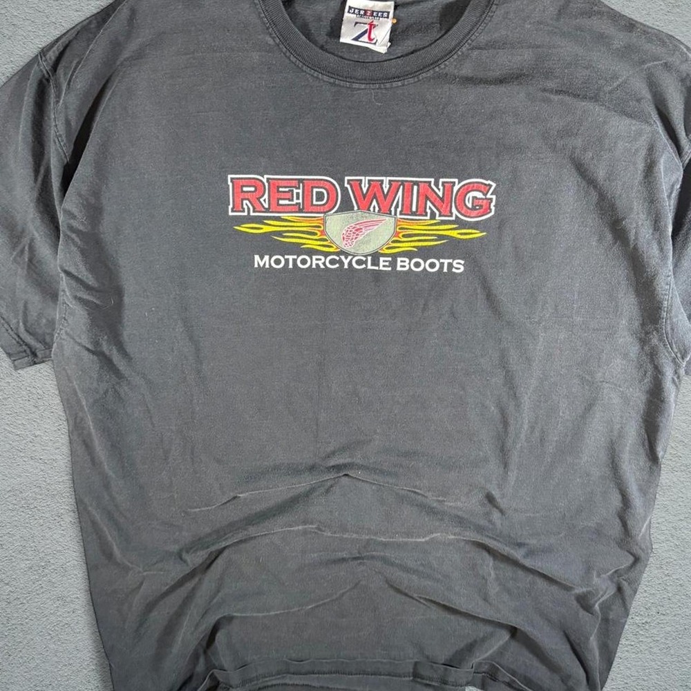 Red Wing Motorcycle Boots Graphic T-Shirt Mens XL Black Short Sleeve Jerzees